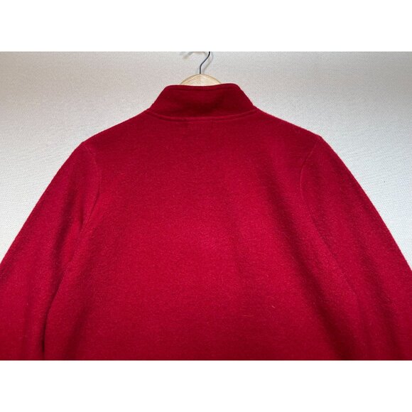 Woolrich Womens Wool Full Zip Cardigan Jacket Long Sleeve Sz S Red Solid Pockets - Picture 11 of 12